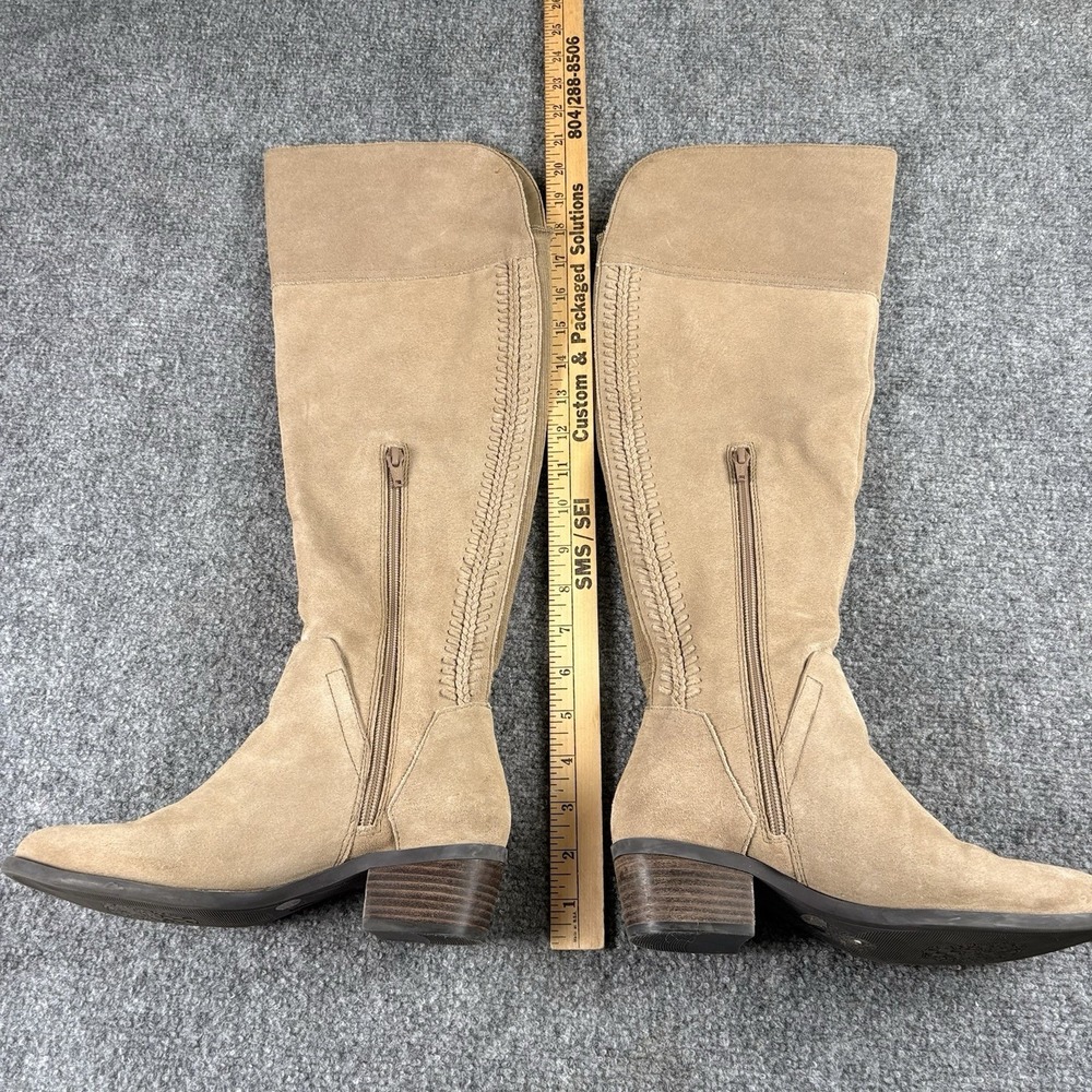 Vince Camuto Bendra Tall Boots Women's 6.5M Taupe Suede Side Zip Riding Low Heel - Picture 4 of 15